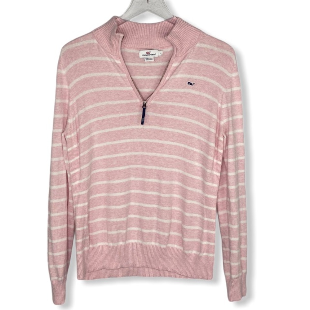 Vineyard Vines pink/white striped pullover sweater